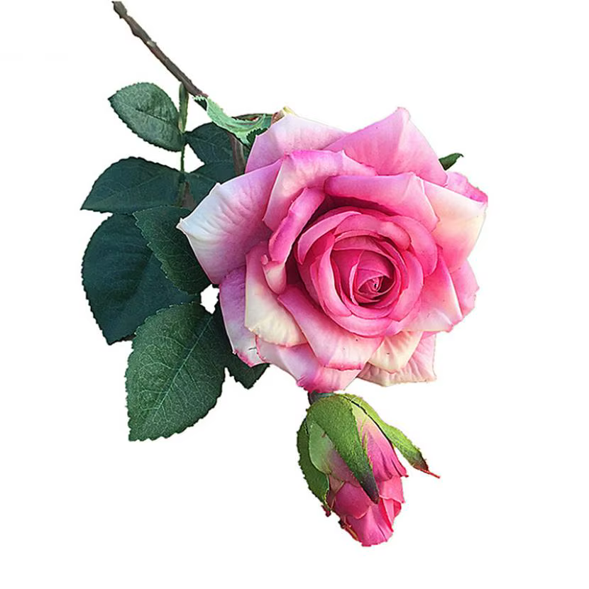 Grandes roses artificielles en soie roses
