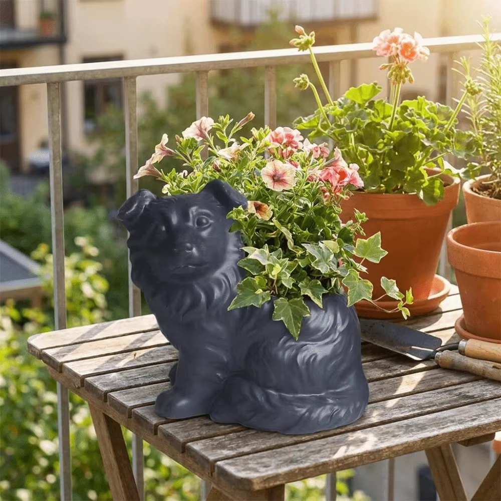 Pot de fleurs en céramique mignon en forme de chien