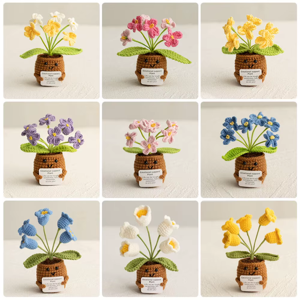Plante en pot tricotée au crochet