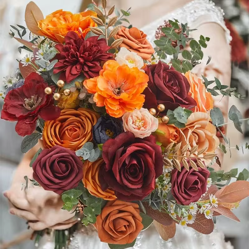 Fleur artificielle de rose orange