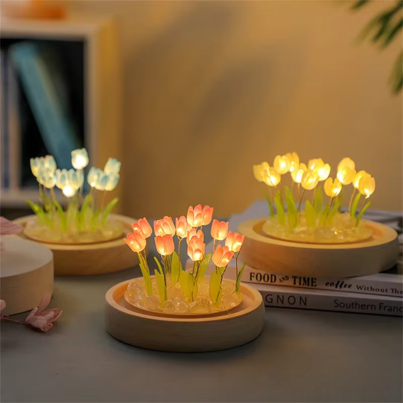 Veilleuse de fleur de tulipe artificielle faite à la main