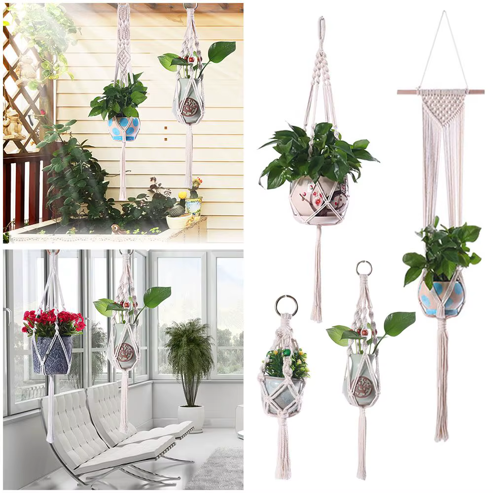 Crochets en macramé de coton pour jardinière