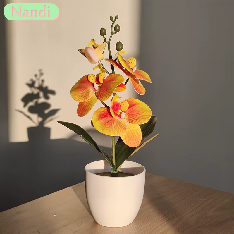 Bonsaï simulé papillon orchidée artificielle plante en pot bureau Table à manger maison