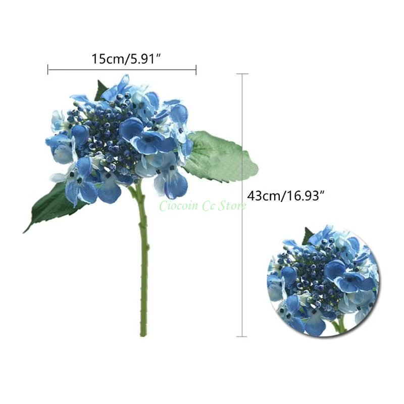 X90F Fleurs artificielles Silk Hortensea Bouquet Decor Wedding Home Party Flower Arrangement