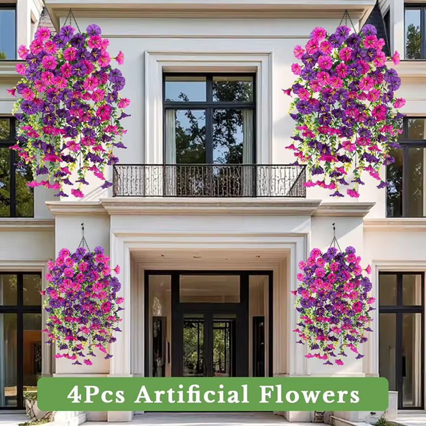 Fleurs artificielles en rotin Morning Glories en plein air couronne de mariage mariée BouquetArch Home RoomYard Festival DecorDiy usine de jardin