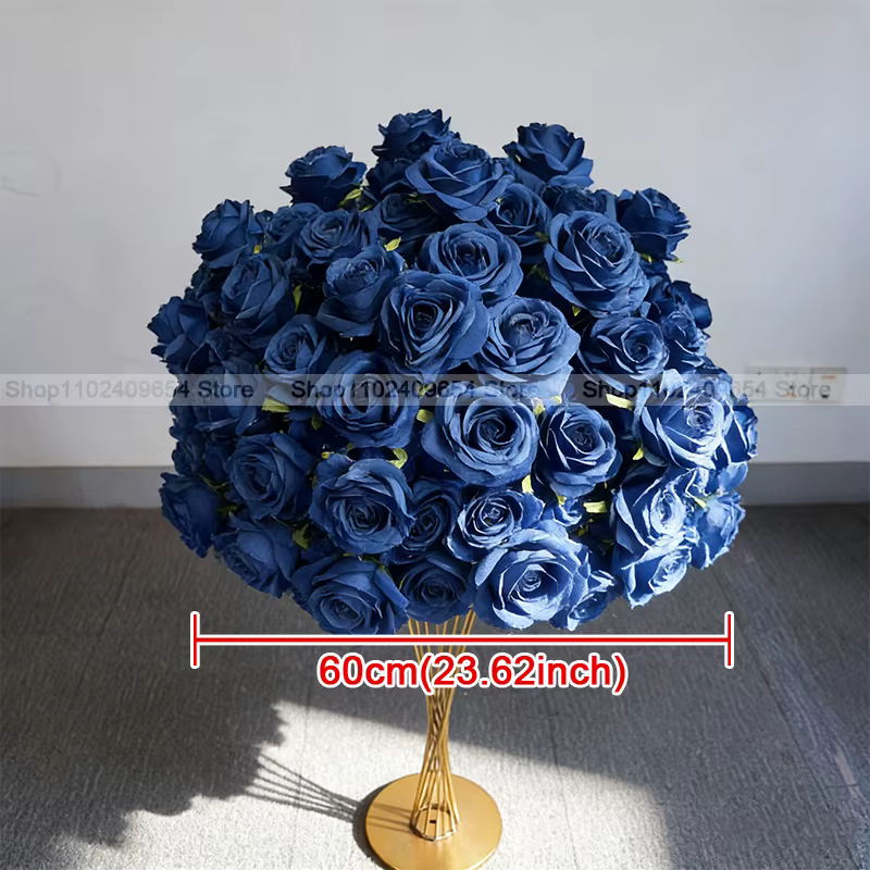 Boule de fleurs artificielle bleu marine rose et jacinthe pour décoration de mariage