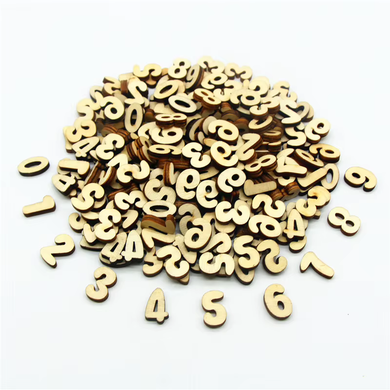 Style rustique majuscule lettres en bois Alphabet disques découpés