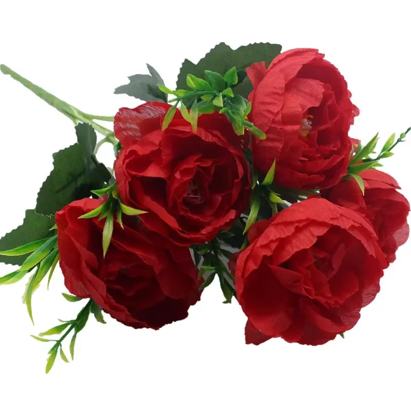 Fleurs de pivoine artificielles d'automne à 6 têtes