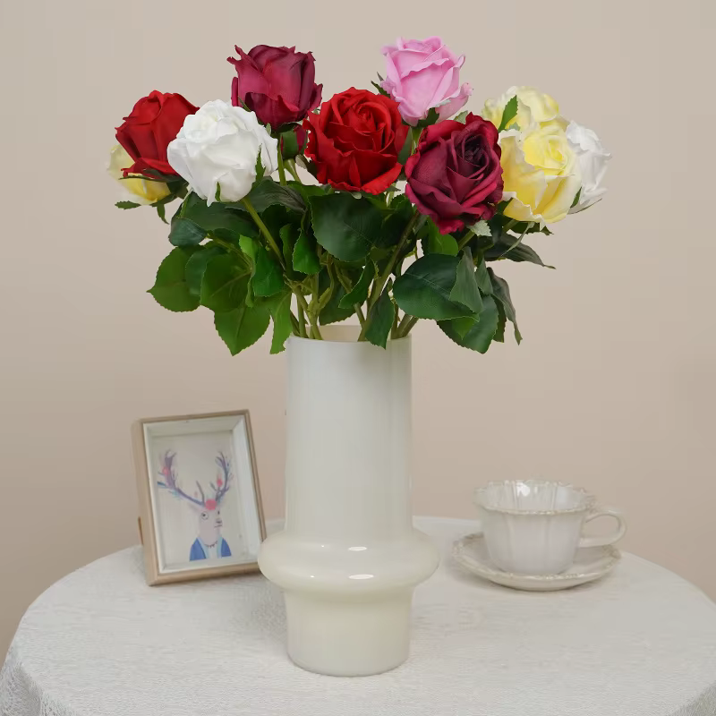 10 pièces de fleurs artificielles blanches au toucher réel