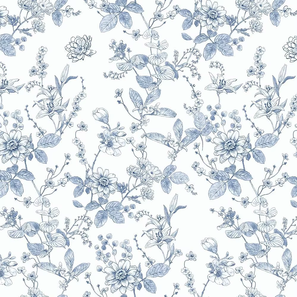 Papier peint autocollant bleu floral