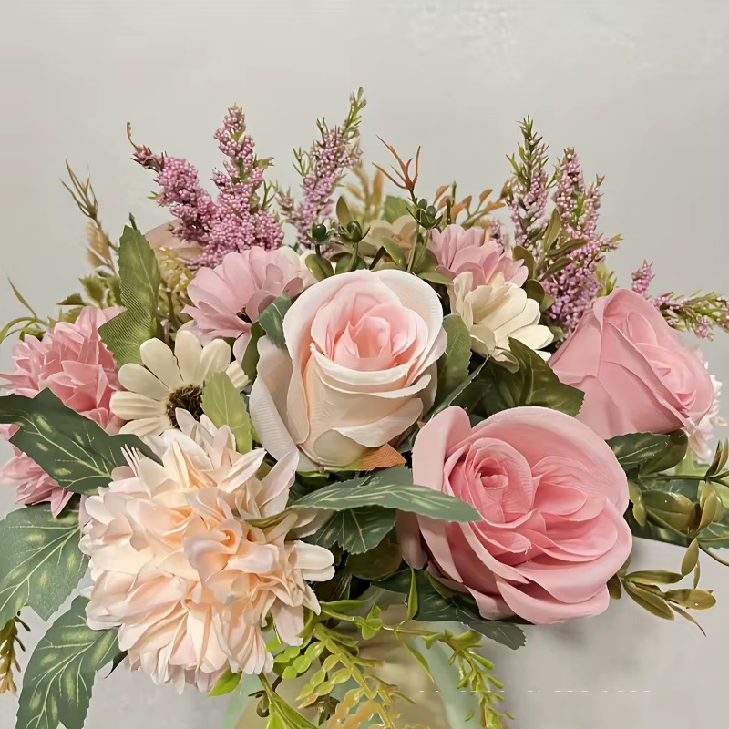 Fleurs Artificielles Rose d'Automne Pissenlit Bouquet de Mariage Faux