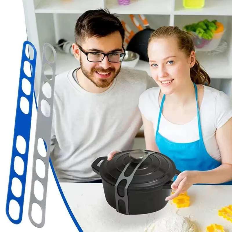 Sangle de couvercle réutilisable en silicone, bande élastique universelle pour couvercle de pot, support de couvercle de boîte à lunch, bande élastique, outil de vaisselle d'extérieur