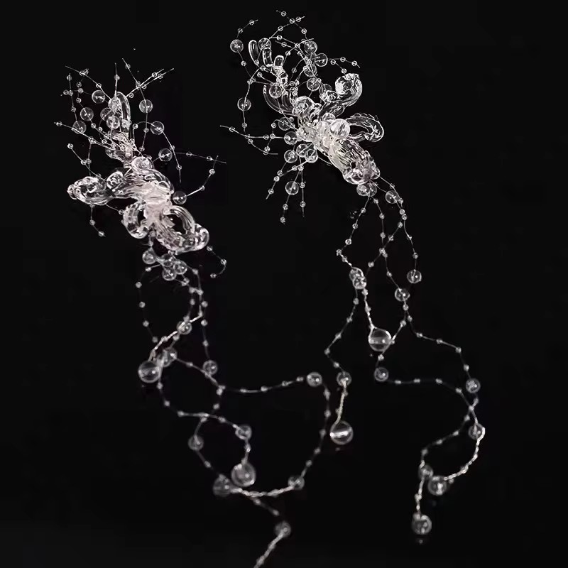 Épingle à cheveux papillon en cristal translucide, accessoire de mariage, conte de fées, couvre-chef à pompon, superbe pince à cheveux de Style féerique