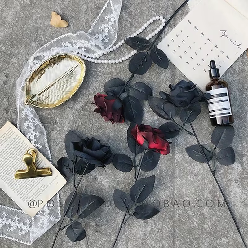 Rose noire gothique fleurs artificielles