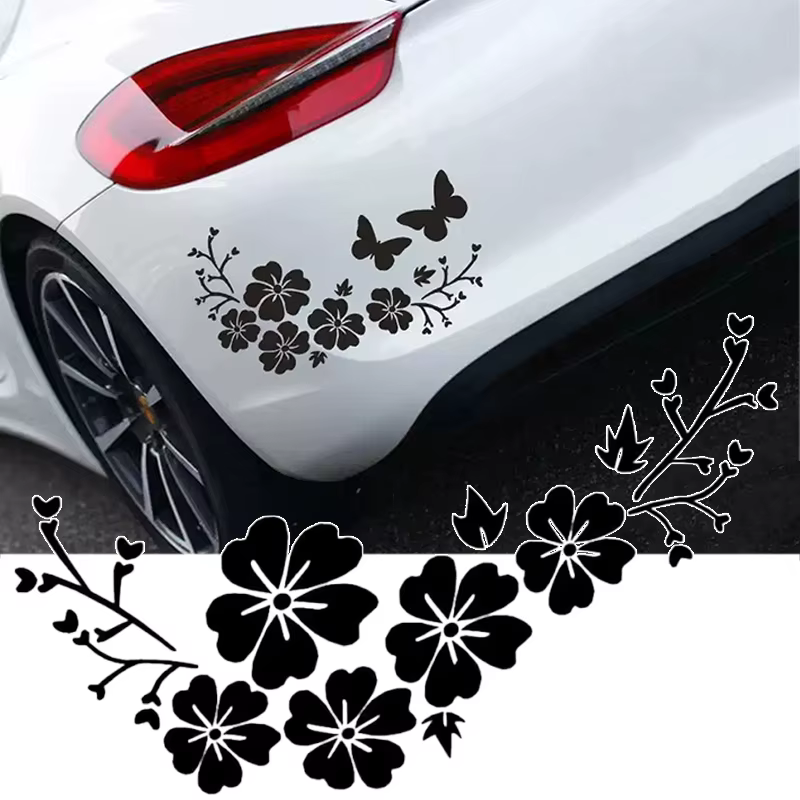 Autocollant de carrosserie de voiture motif fleur, décalcomanie en vinyle pour vitre de voiture, pare-chocs, porte, autocollant de protection contre les rayures, décalcomanie automobile, décoration de
