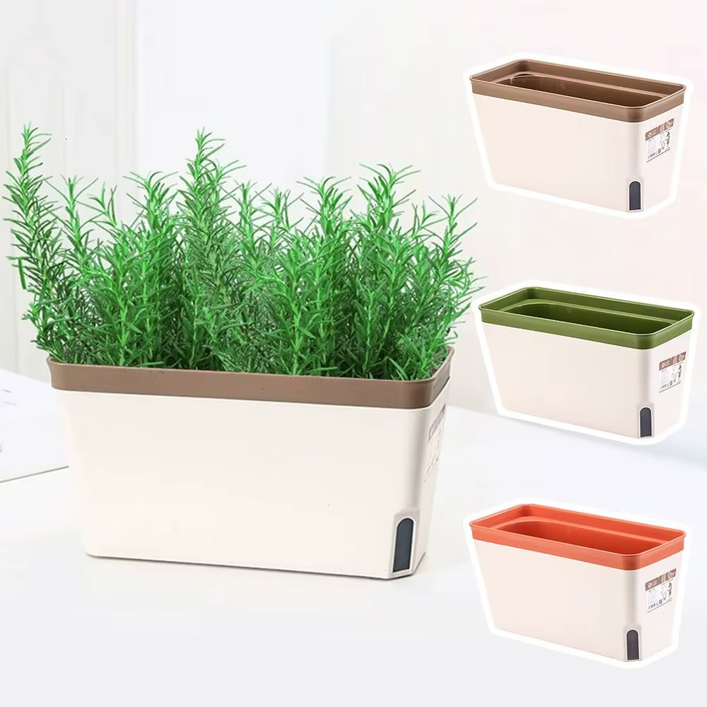 Pot de fleur rectangulaire à double couche