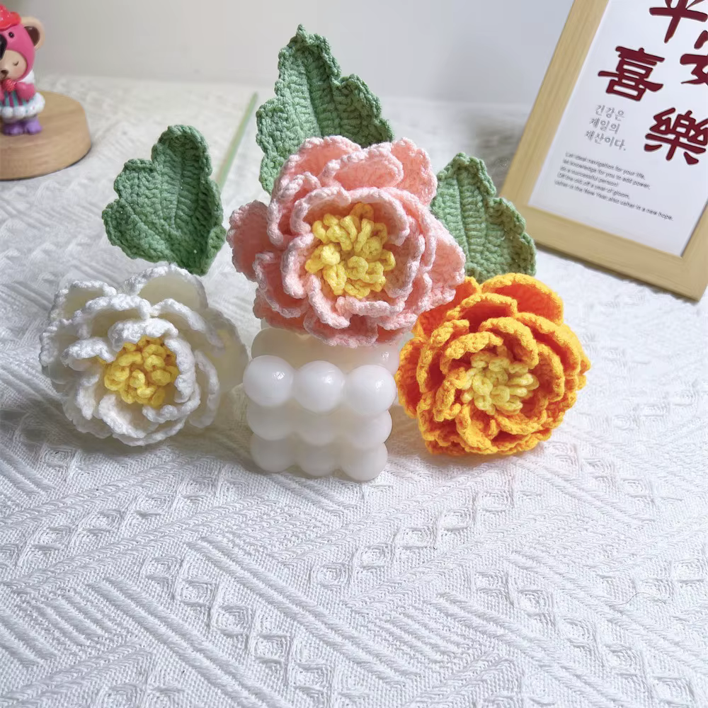 Bouquet de pivoines au crochet fait à la main