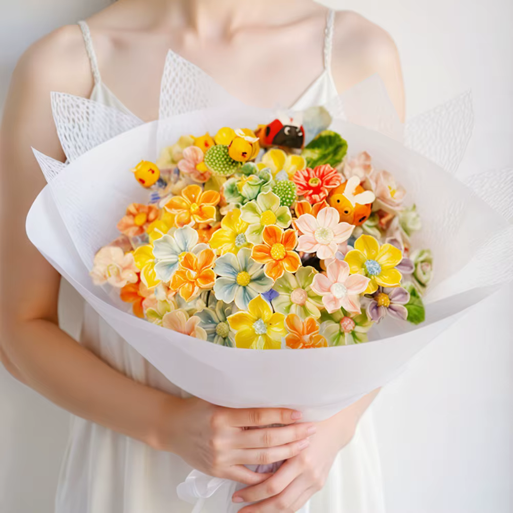 Fleurs en céramique fabriquées à la main