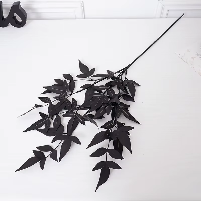 Feuilles de plantes artificielles en soie série noire