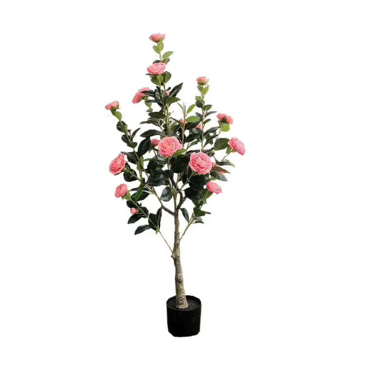 Camélia plantes artificielles arbre haute Faux décor maison mariage noël pâques nouvel an plastique vert décoration verdure fleurs