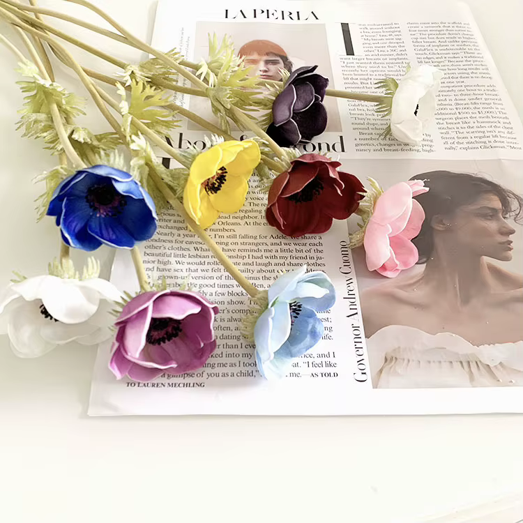 Fleurs d'anémone artificielles en PU