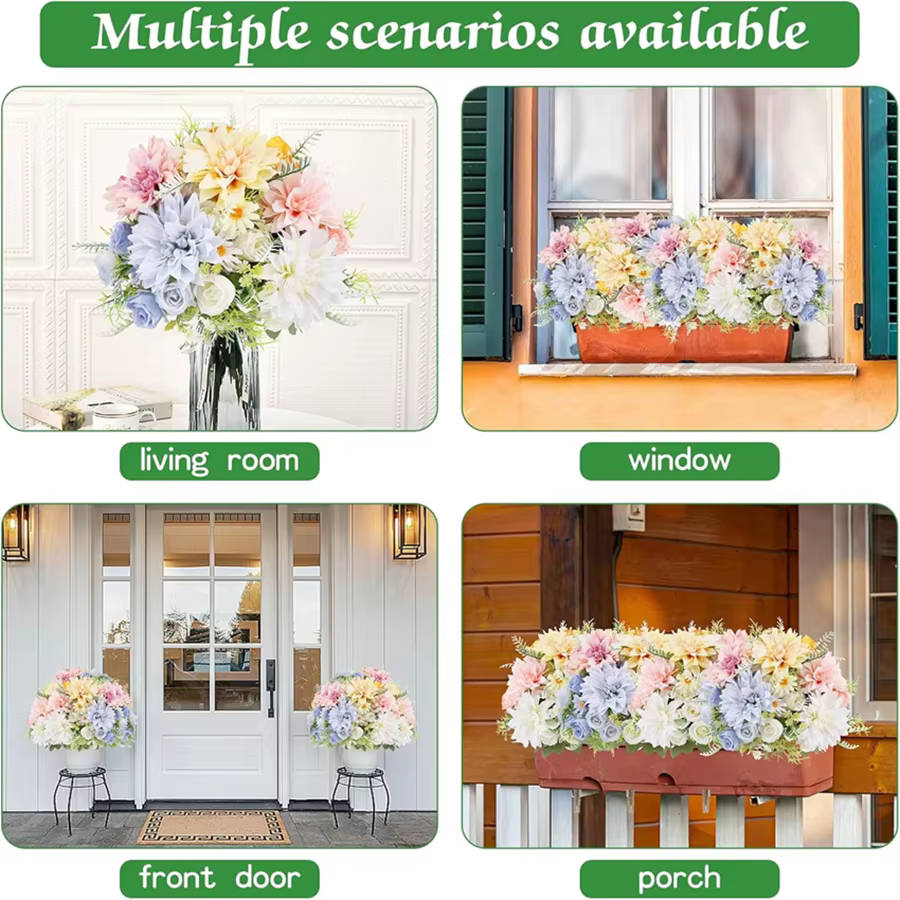 Artificielle Rose Fleurs De Mariage Maison Chambre Cour Décor Bouquet De Mariée Jardin Faux Soie Dahlia Hortensias Vase Pour Planche À L'extérieur