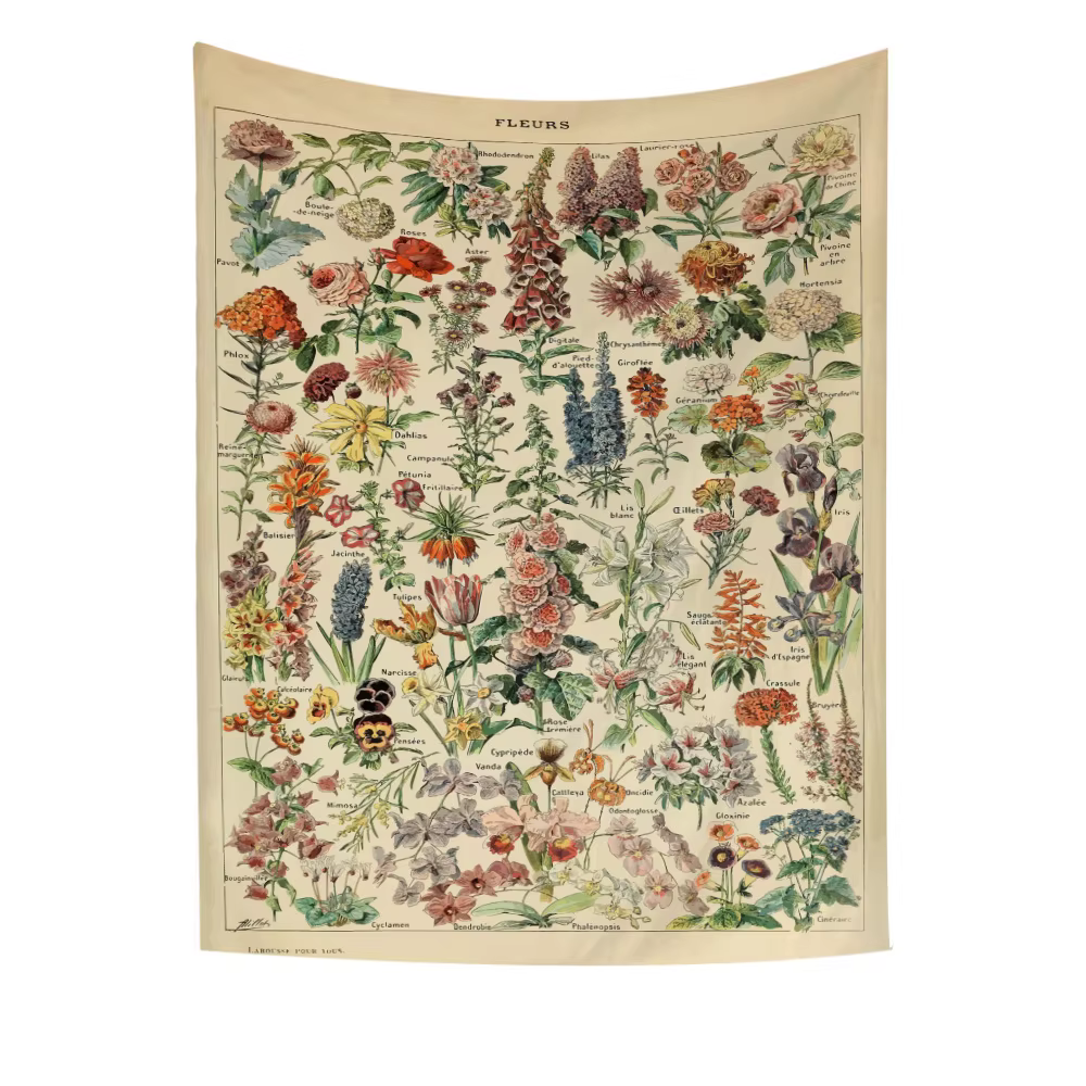 Concerflower Botanical Lent Rooms Tapisserie, Boho Art Icidal Strated Wall Decor, Farmhose Vintage