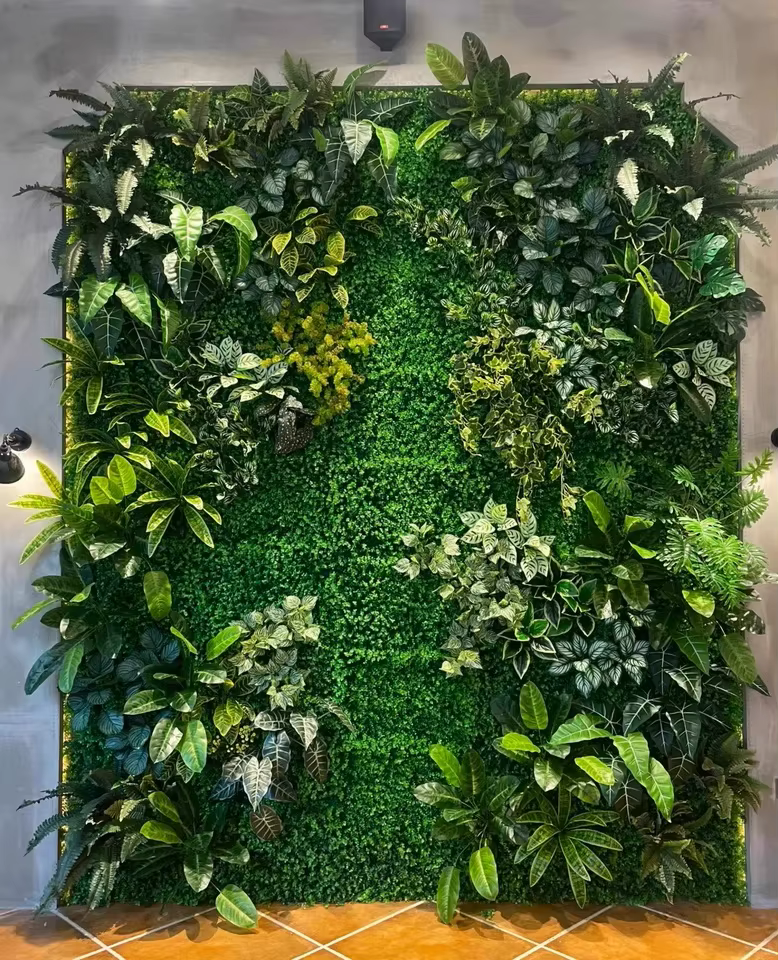 4 pièces Simulation Milan herbe plante mur bricolage vitrine publicité fond Hall décoration 25*25 cm artificiel en plastique pelouse