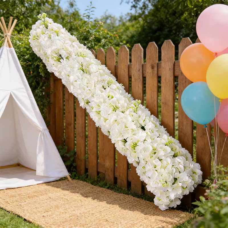 2, 2 m de fleurs artificielles pour décoration de mariage : chemin de table