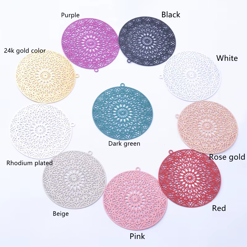 30 pcs/lot AB2056 37*35 laiton filigrane fleur de vie pendentif à breloques bijoux matériaux adaptés pour bricolage boucles d'oreilles