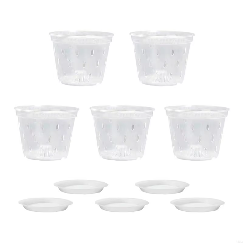 Paquet 5 porte-fleurs en plastique visibles avec trous Drainage pour une forte croissance entretien facile des 87HA