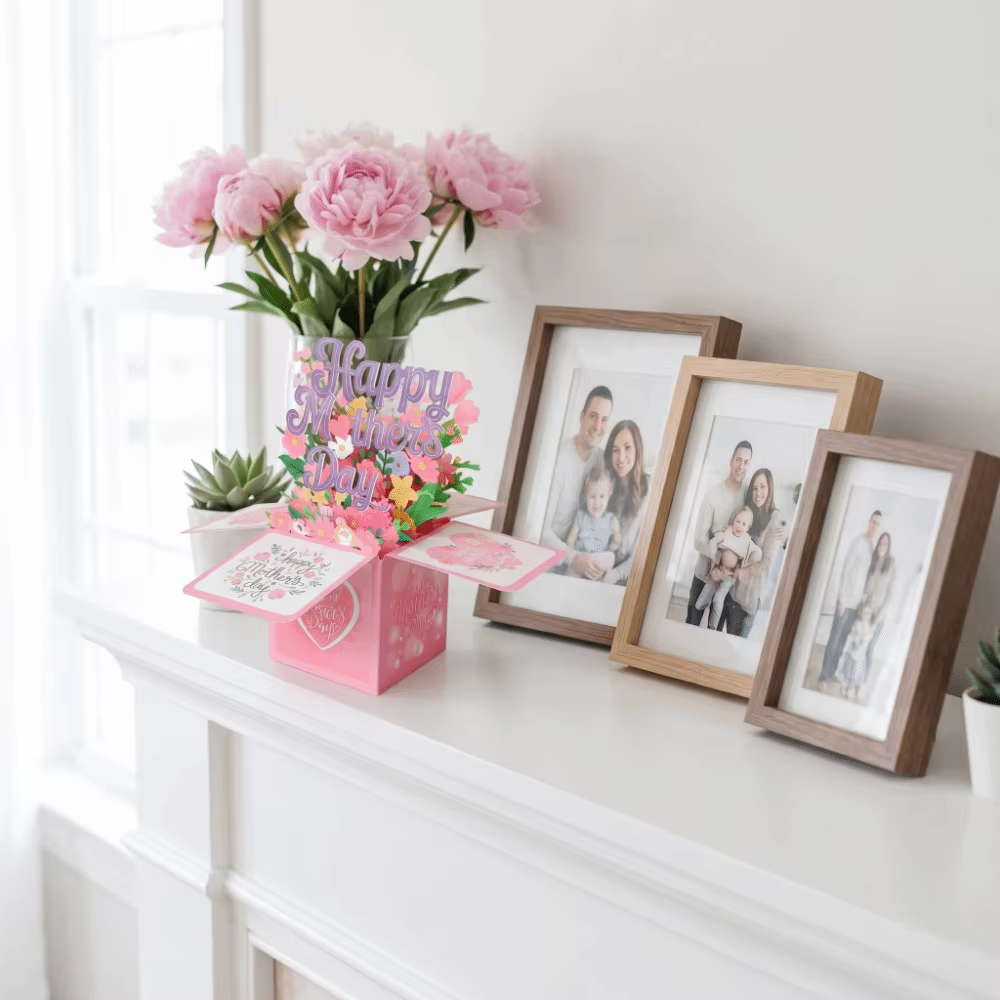 Cartes de Vœux 3D Universelles pour la Fête des Mères : Bouquet Floral Doux