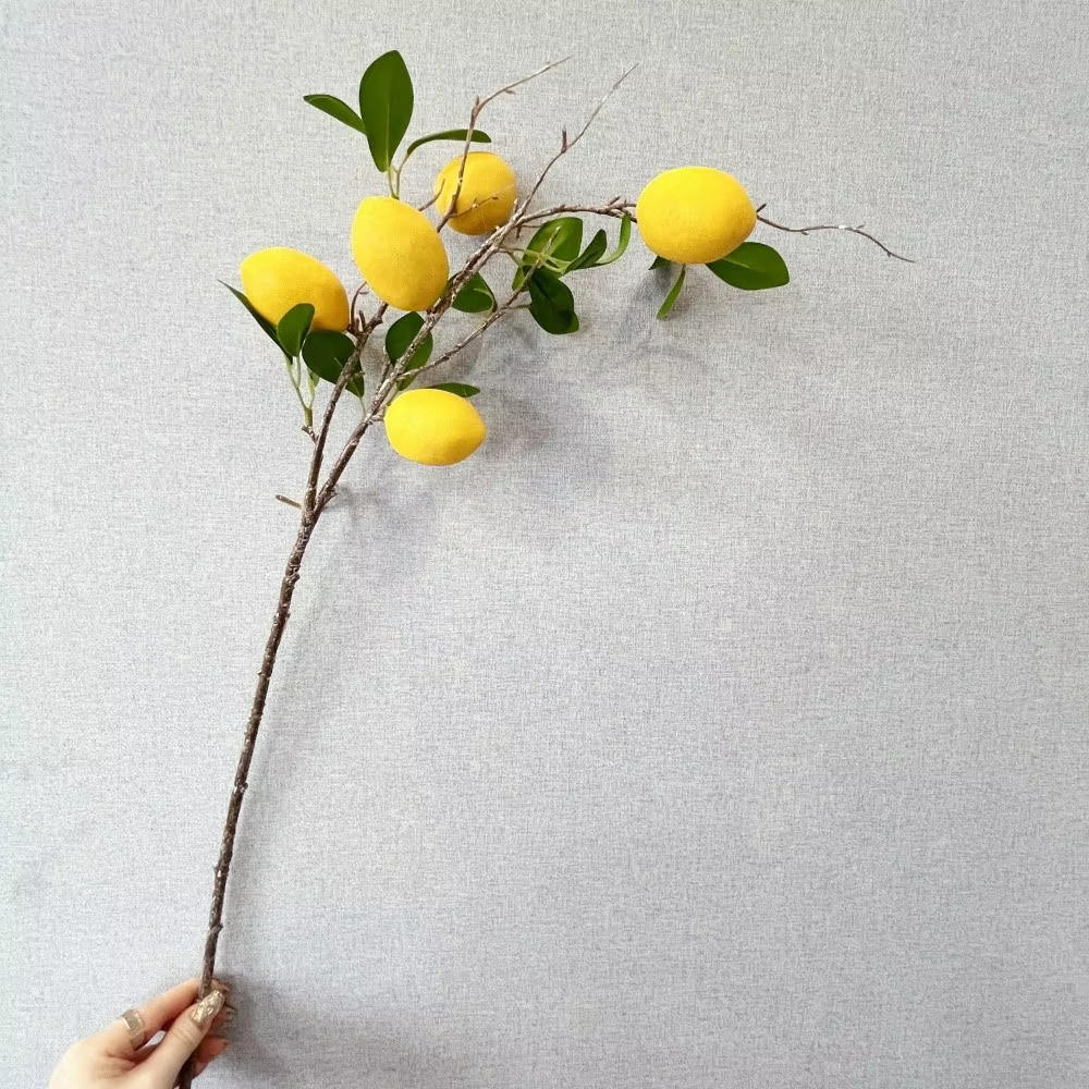 Branche de citron artificielle à feuilles vertes