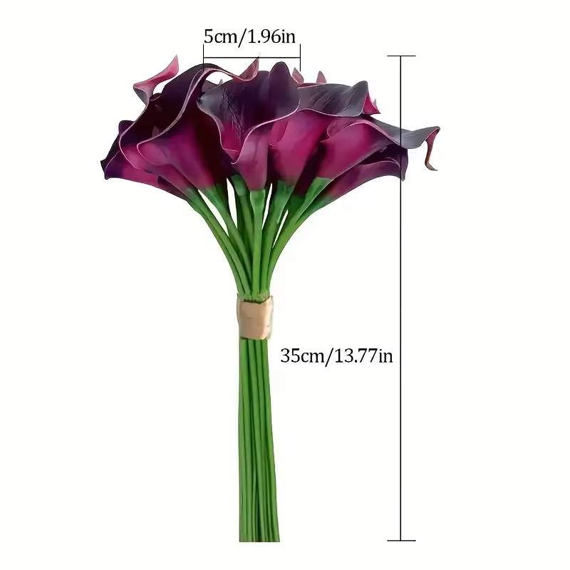 Bouquet de lys Calla artificiel – Fausses fleurs violettes réalistes pour mariages