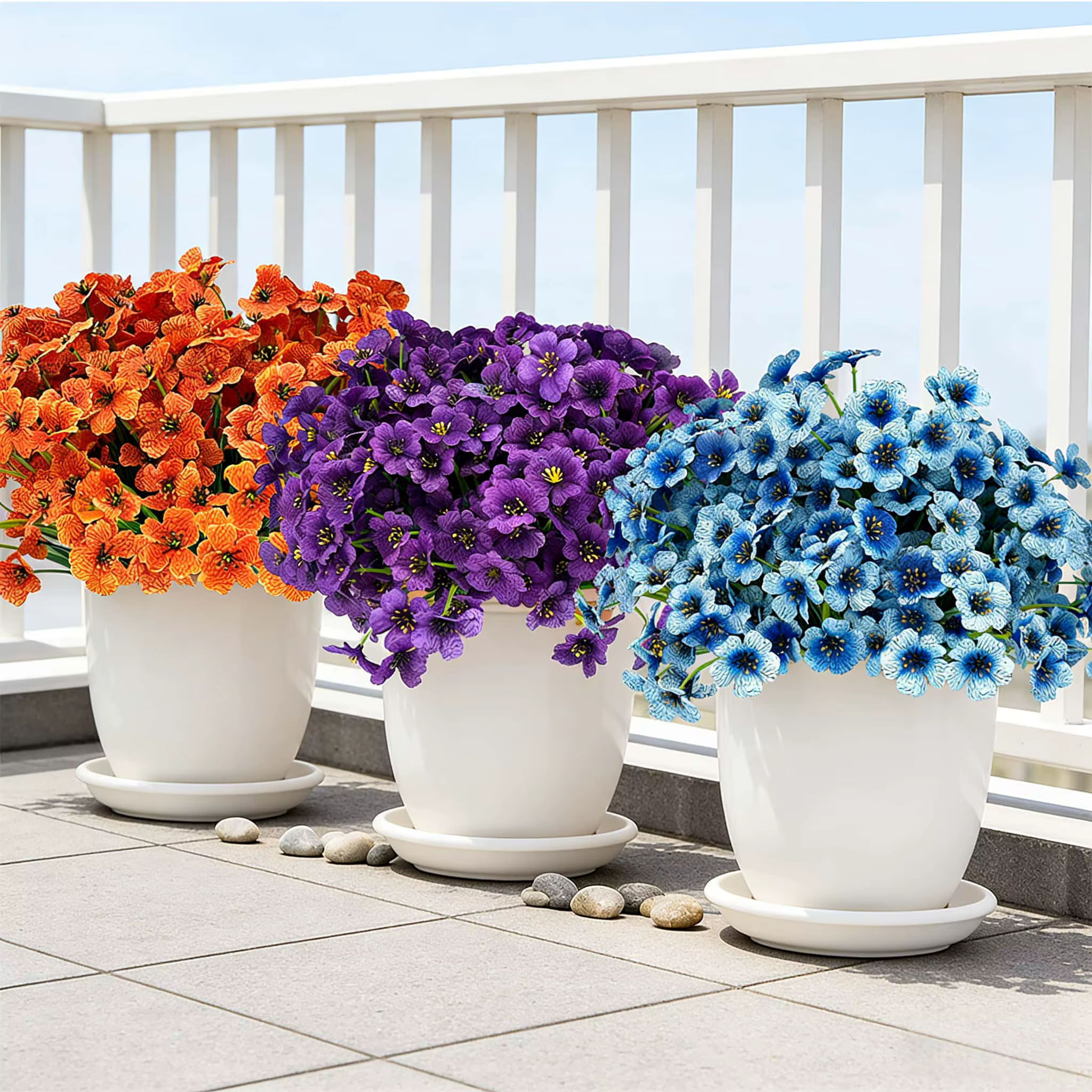 9/10 pièces fleurs en soie-fleurs artificielles colorées résistant aux UV fausses