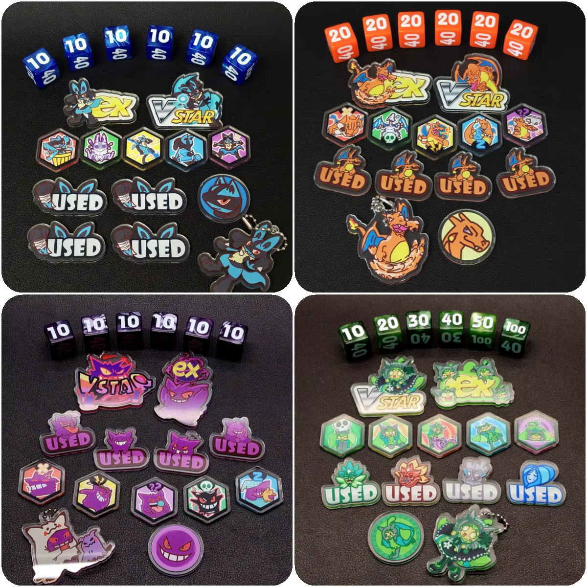 Jeu de cartes Anime Pokemon PTCG, accessoire de bricolage, compteurs de dommages, état, Charizard Gengar Ditto Lucario, Collection, jouets cadeaux