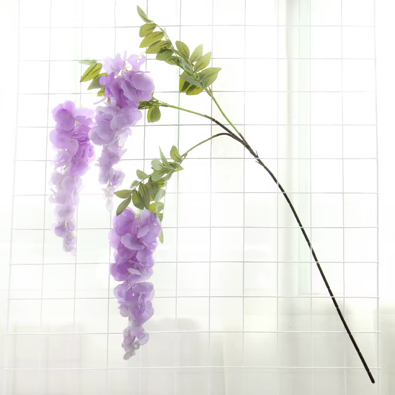 Guirlande de fleurs artificielles de glycine pour décoration murale