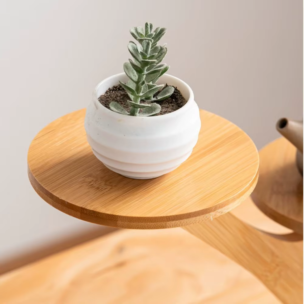 Étagère en bambou pour fleurs de bureau