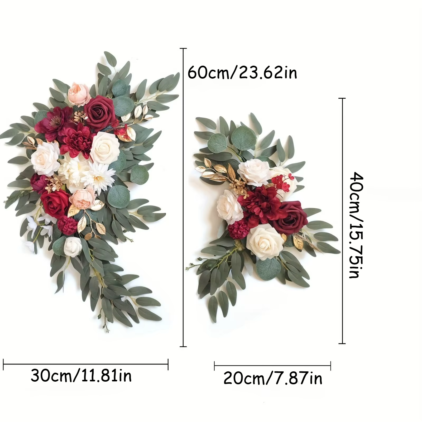 Ensemble de guirlandes florales artificielles bordeaux pour arche de mariage