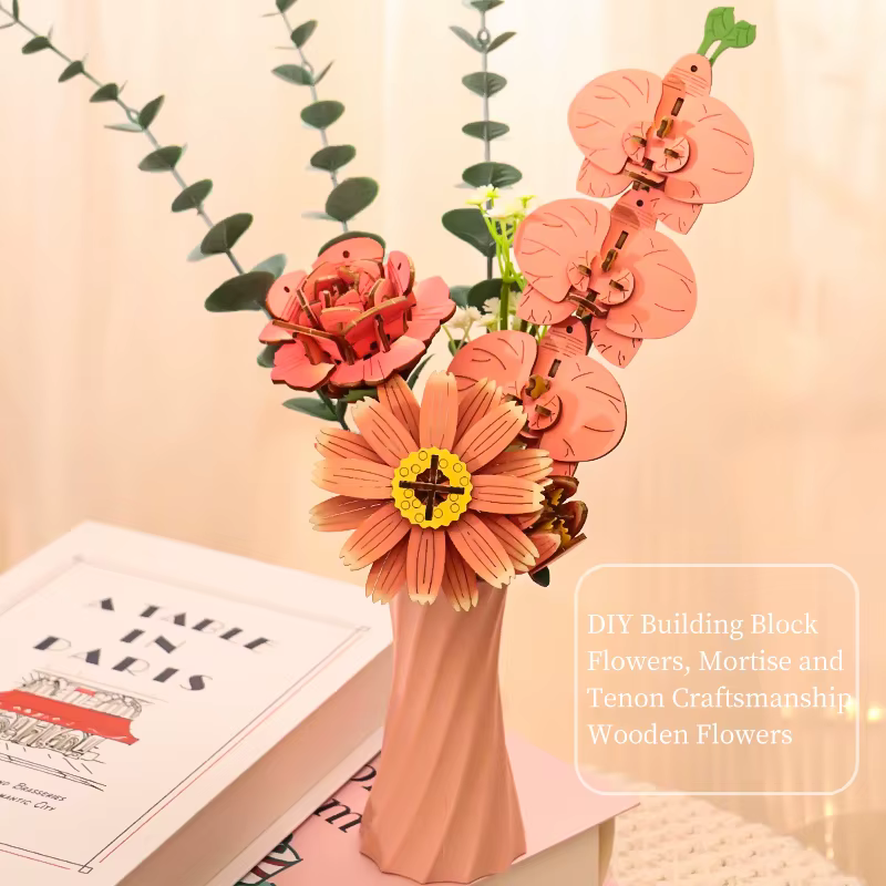 Bouquets de papillons et de roses en bois