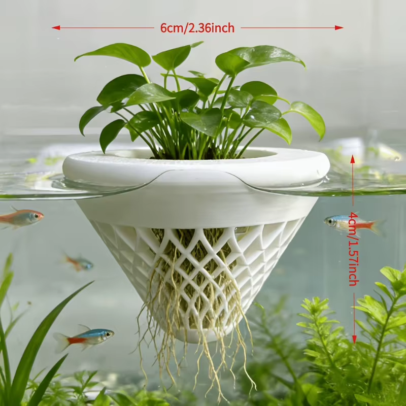 Pot de fleurs flottant hydroponique, décoration de paysage d'aquarium, mini-plante aquatique, planteur, accessoires aquatiques pour aquarium