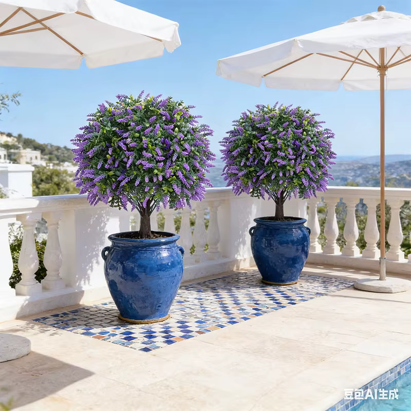 Arbre artificiel, plante en pot de lavande