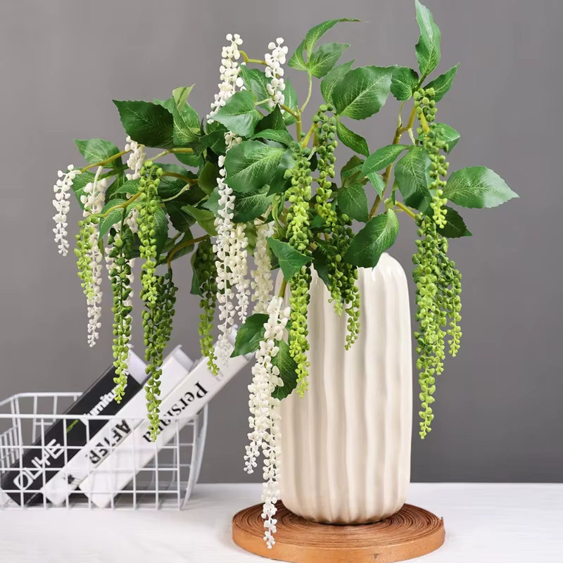 4 pièces de plantes vertes artificielles en plastique à suspendre au mur