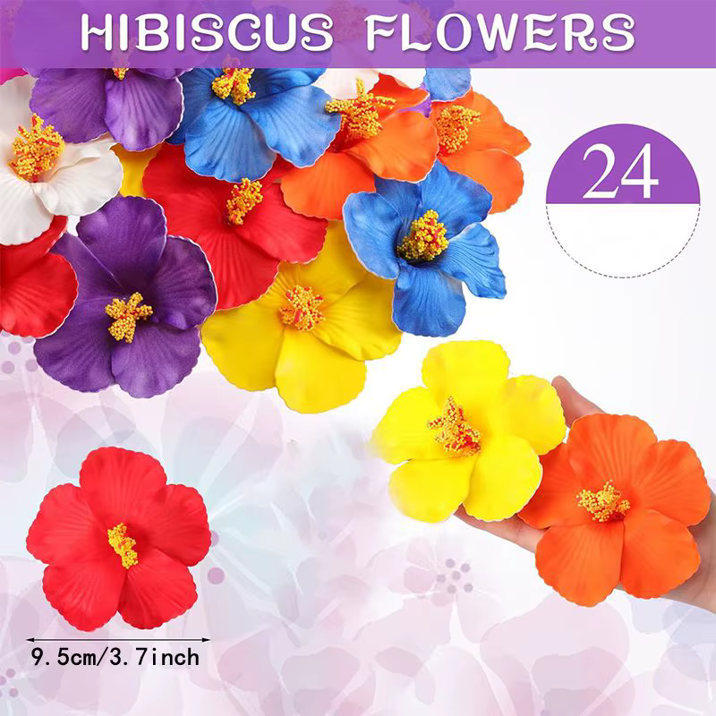 5/10 pièces de fleurs d'hibiscus hawaïennes de 9