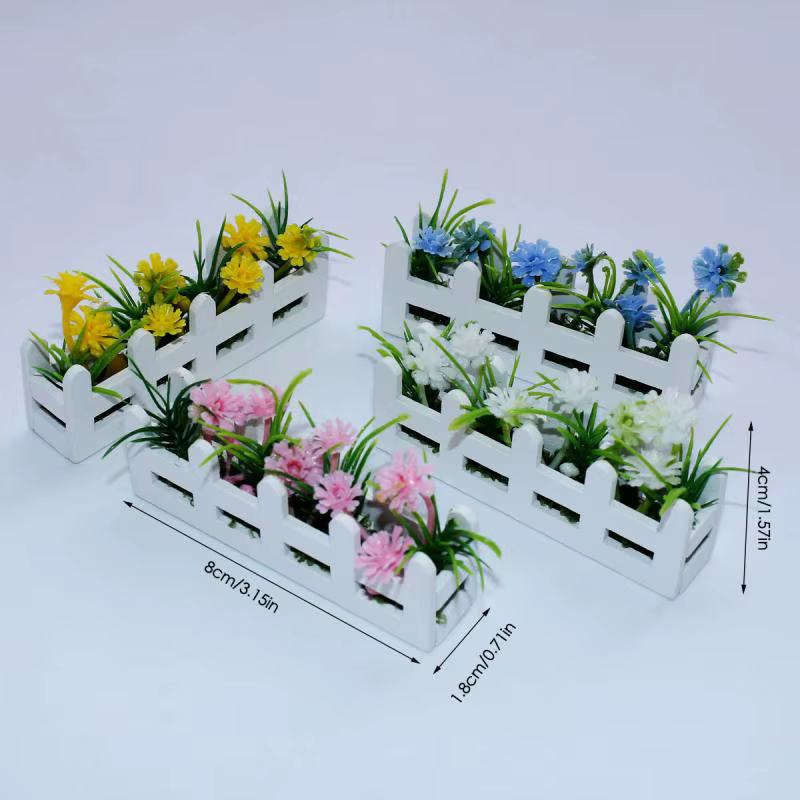 Mini modèle de fleur en pot pour maison de poupée