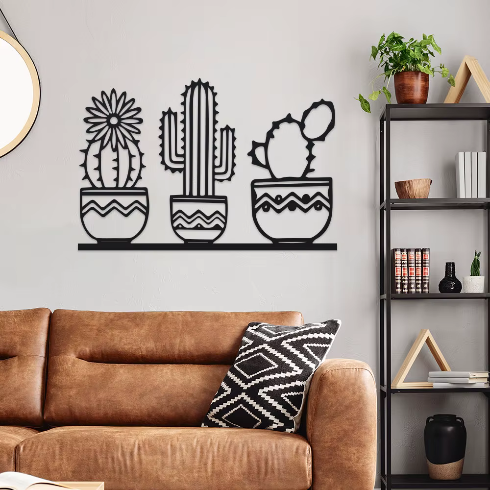 Un art mural en métal de cactus