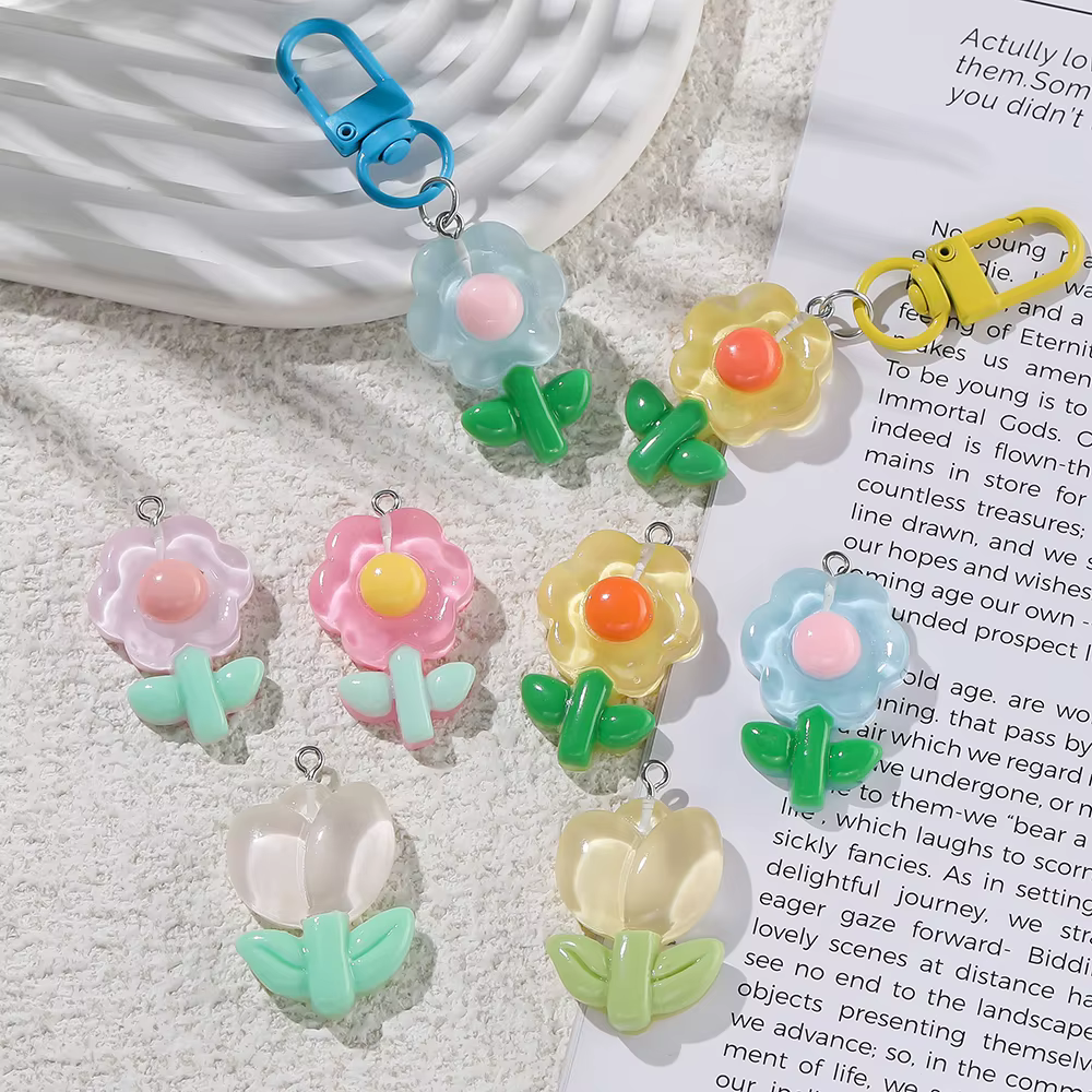 Pendentif tulipe tournesol en résine