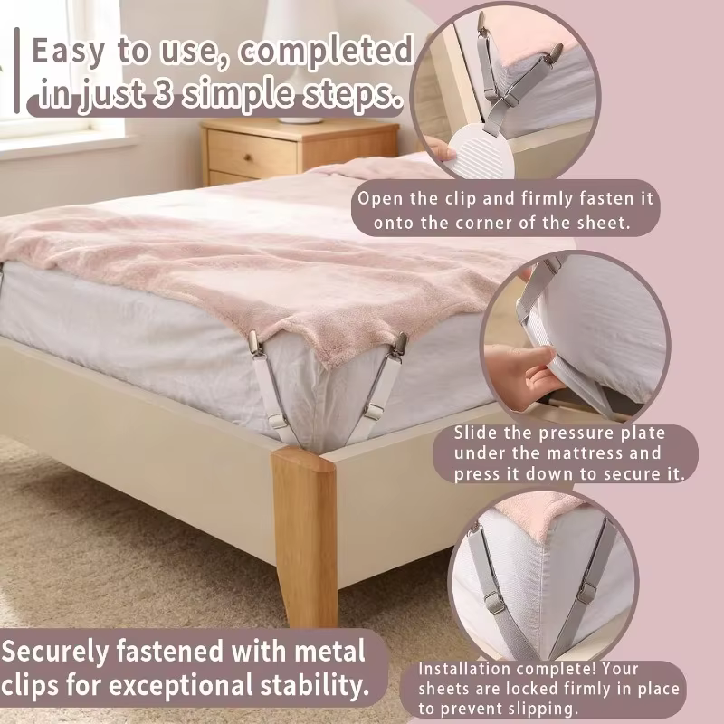 Attaches de drap de lit réglables, sangles élastiques pour draps, attaches de literie ajustables pour la maison et l'hôtel