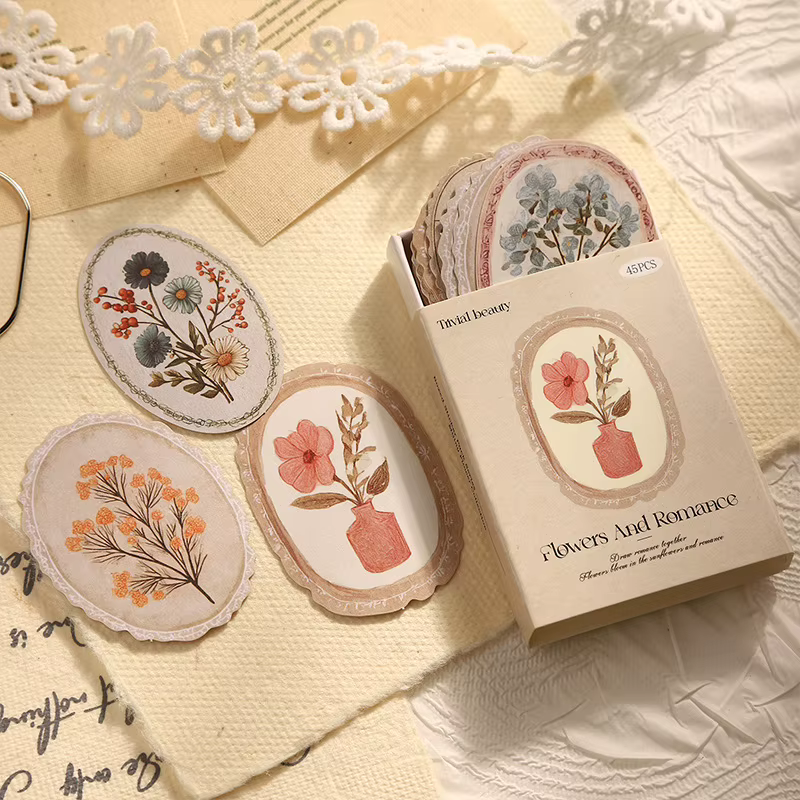 Autocollants en papier de la série Fleurs et Romance