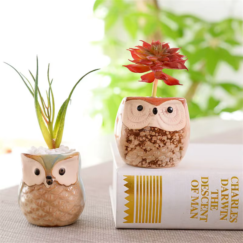 Mini pot de fleurs en céramique créatif avec trou
